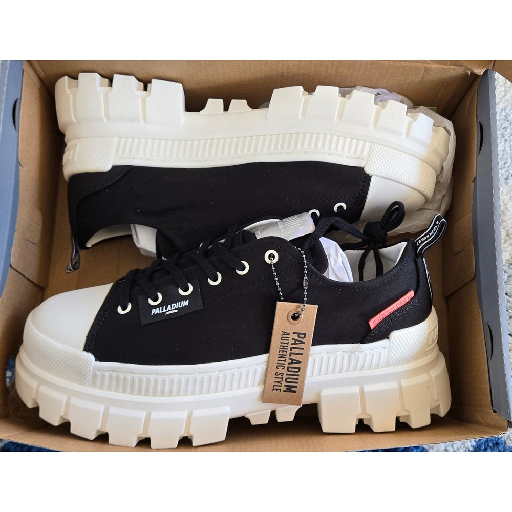 Palladium Revolt Lo TX‎ Black Canvas Platform Sneakers Low Top Shoes Lug Sole